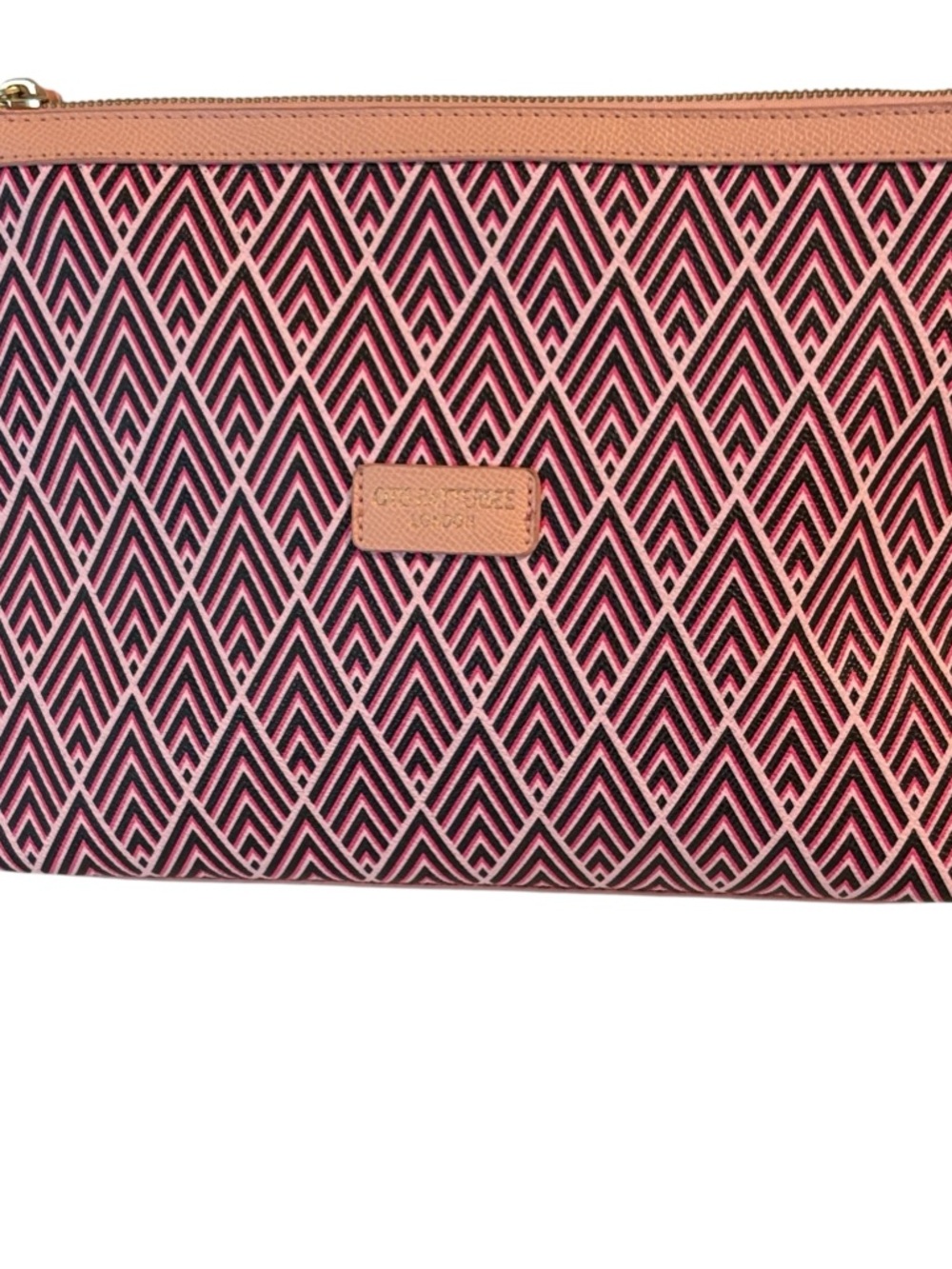 Otis Batterbee London large Cosmetic Bag, pink and black , 11”x9”x3”